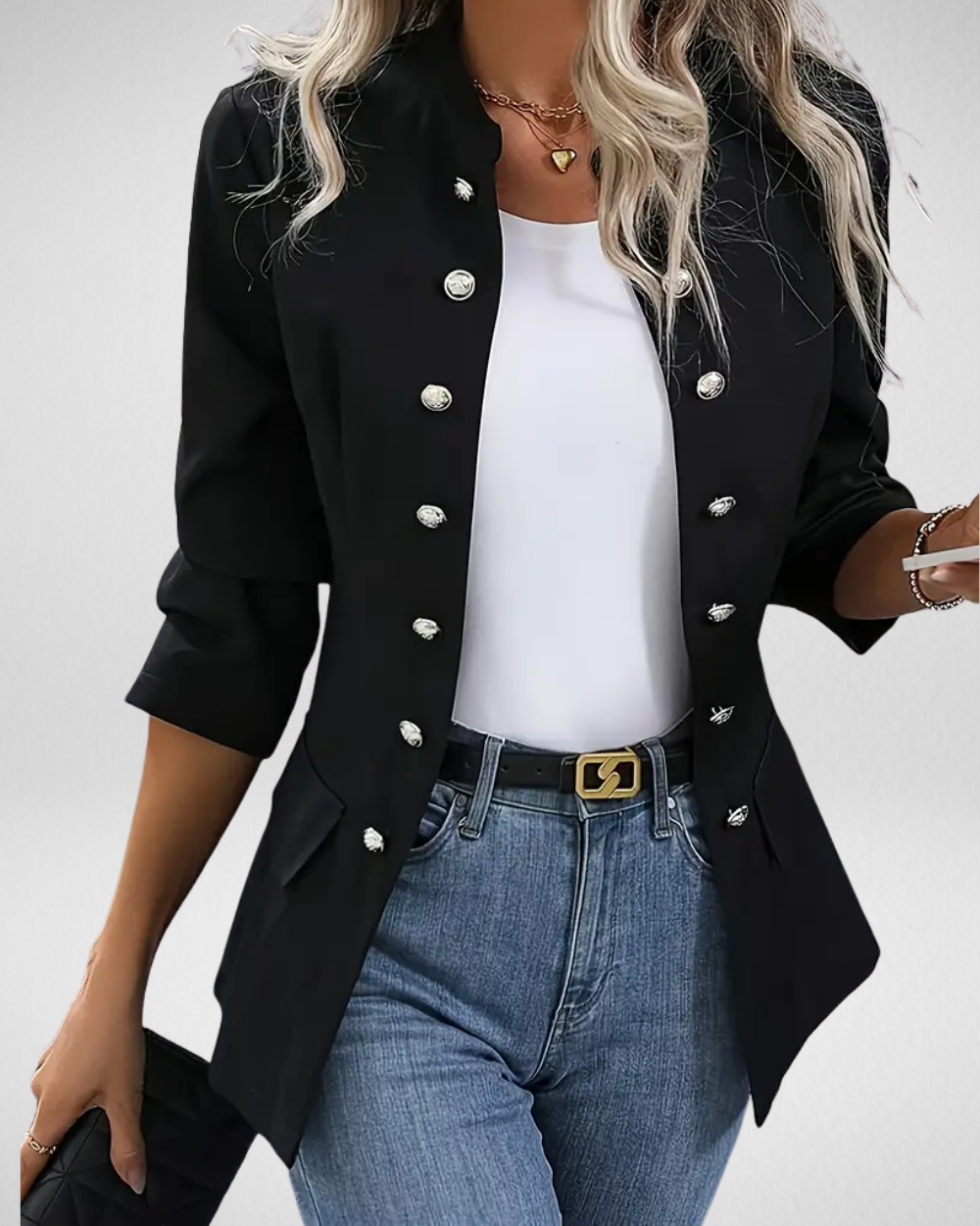 女性用ミリタリースタイルダブルボタンジャケット