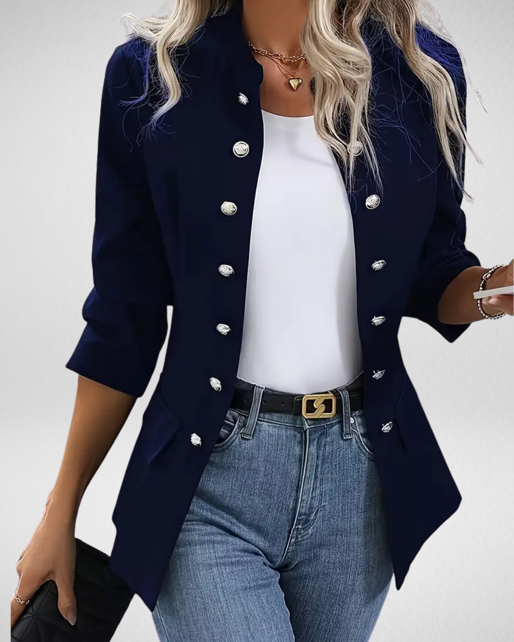 女性用ミリタリースタイルダブルボタンジャケット