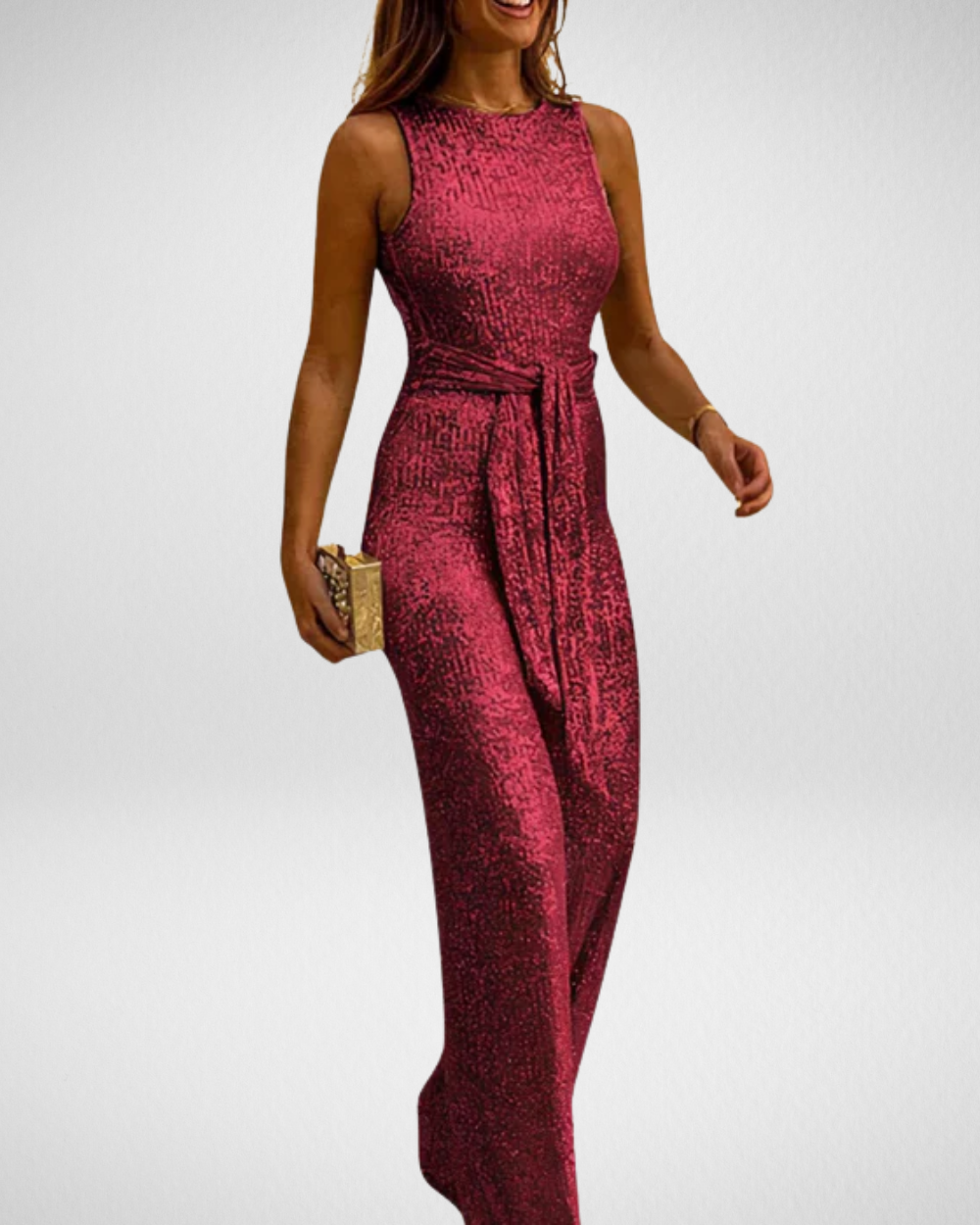 女性用バックオープン・スパンコールジャンプスーツ