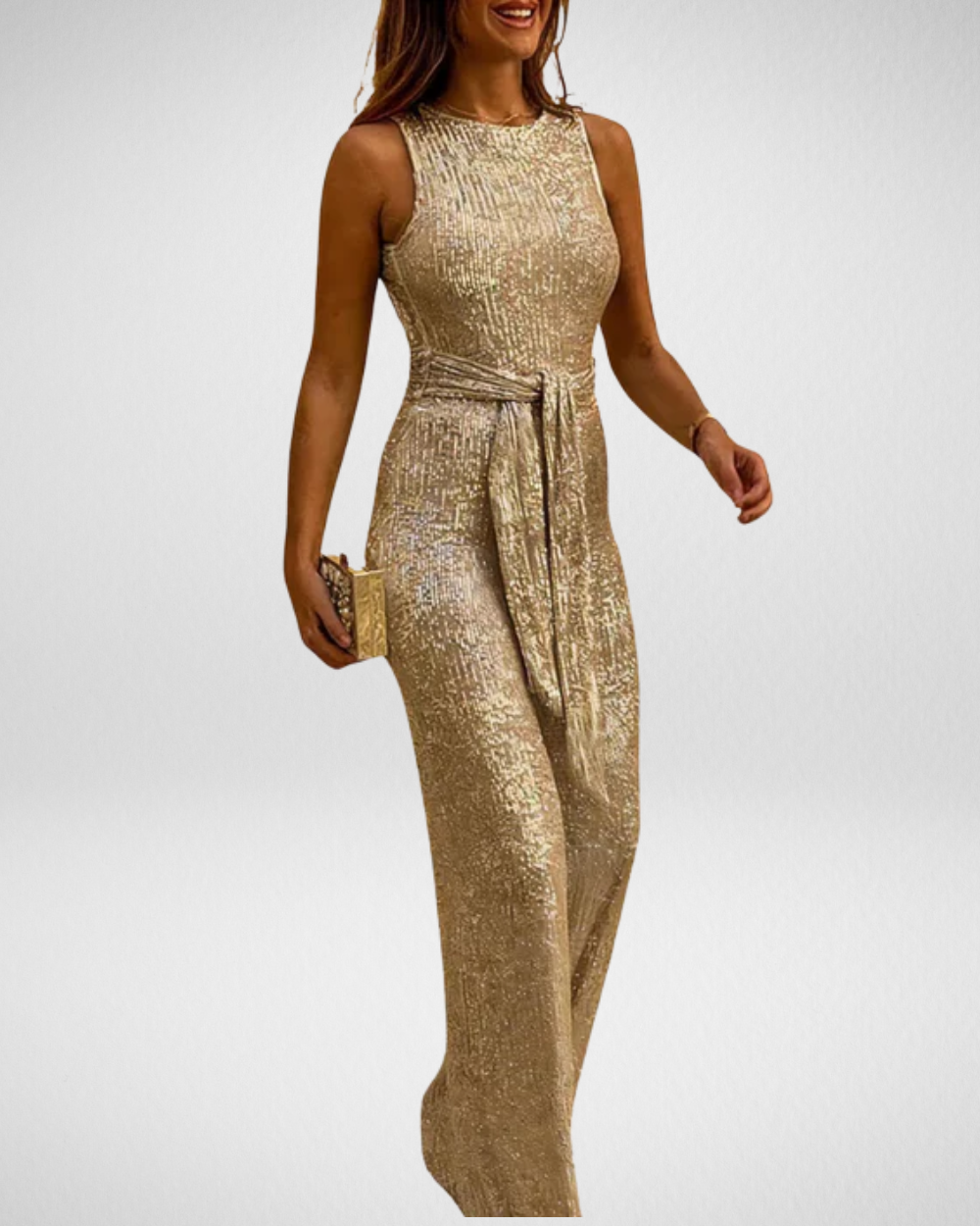 女性用バックオープン・スパンコールジャンプスーツ