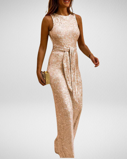 女性用バックオープン・スパンコールジャンプスーツ