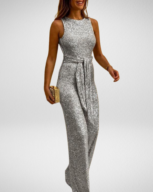 女性用バックオープン・スパンコールジャンプスーツ