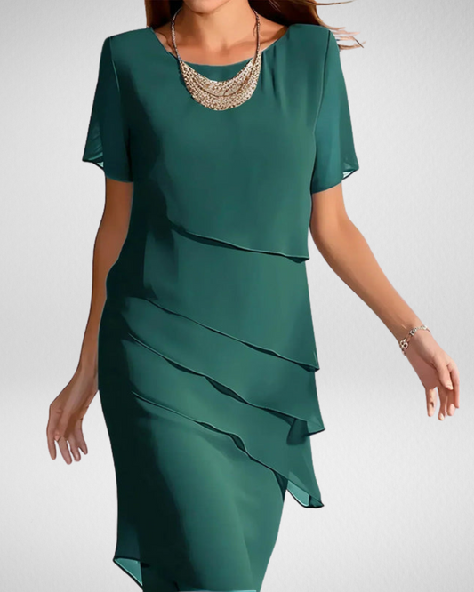 女性用エレガントシフォン重ねワンピース