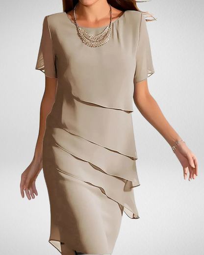 女性用エレガントシフォン重ねワンピース