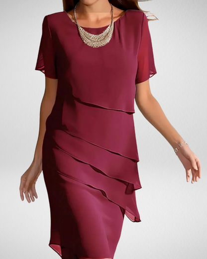 女性用エレガントシフォン重ねワンピース