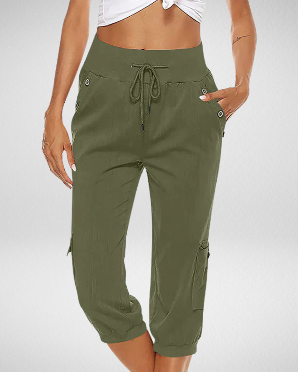 女性用カーゴ風クロップドパンツ