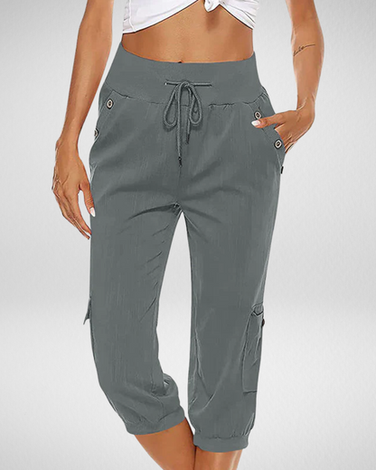 女性用カーゴ風クロップドパンツ