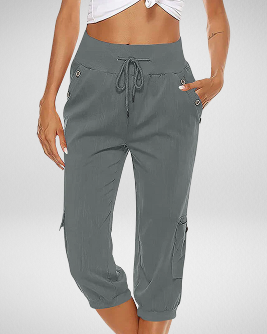 女性用カーゴ風クロップドパンツ